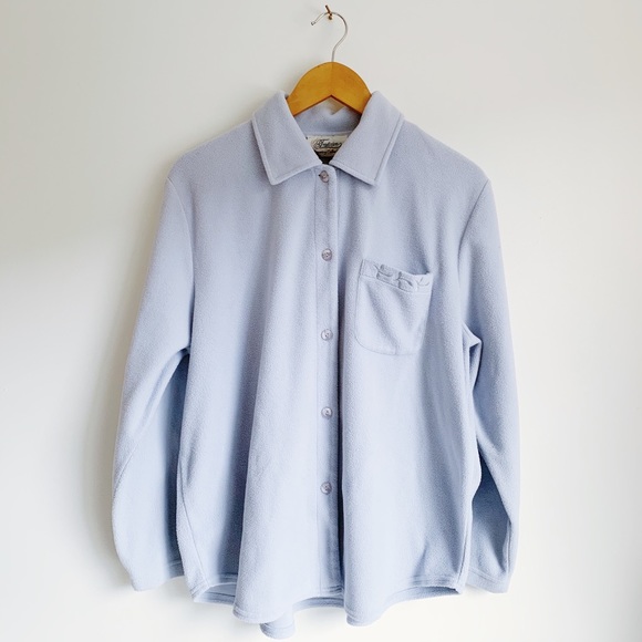 Tradition Country Collection Jackets & Blazers - VINTAGE Tradition Blue Fleece Button-up Shacket